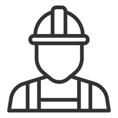 Worker, builder in special clothes - icon, illustration on white background, outline style