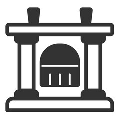 Decorative fireplace - icon, illustration on white background, glyph style