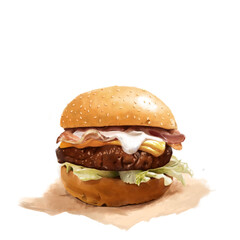 beef burger with bacon and double cheese