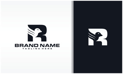 Letter R Flying Bird Logo