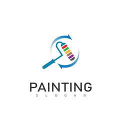 Brush and paint  color with minimalist design style. Creative concept of paint design