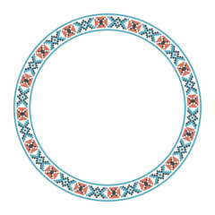 Round frame cross-stitch motifs folk embroidery