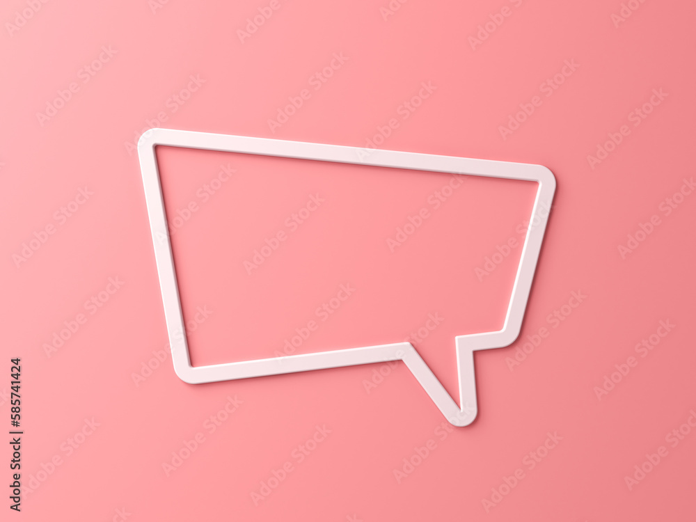 Leinwandbilder blank white speech bubble social media notification frame isolated on light pink orange pastel color