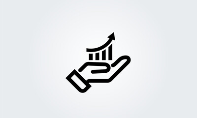 Chart growing graph, hand line icon. Finance growth increase business concept. Vector design, logo illustration