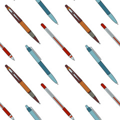 Vector colored seamless pattern about back to school. School elements