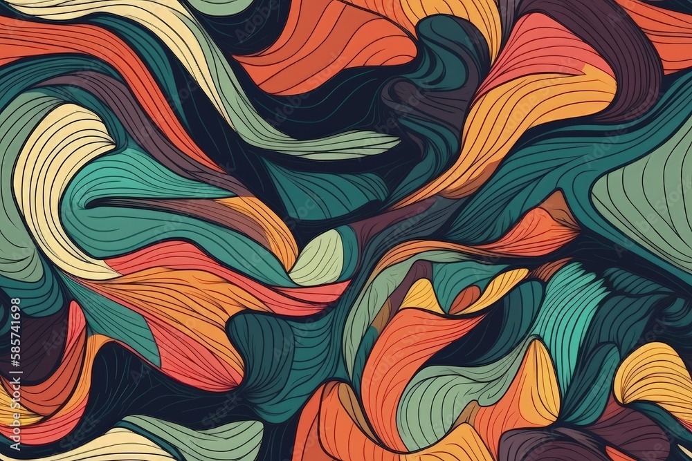 Poster vibrant abstract background with flowing waves of color. generative ai