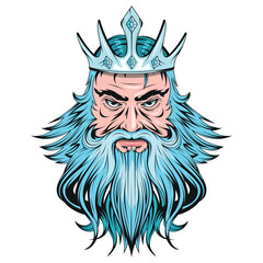 Poseidon. Vector Neptune Illustration. Greek God of the Sea