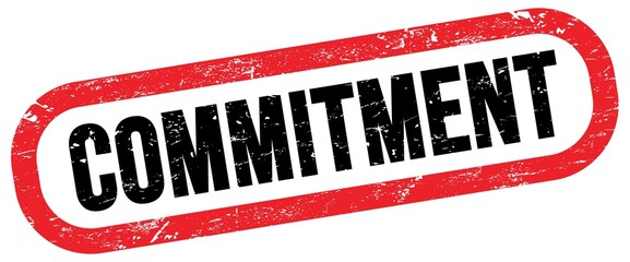 COMMITMENT, text written on red-black stamp sign.