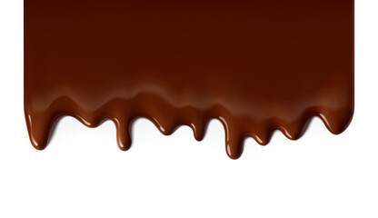 Hyper realistic melted chocolate drops. Vector illustration isolated on white background. Сan easily be used for different backgrounds. Great for your design. EPS10.