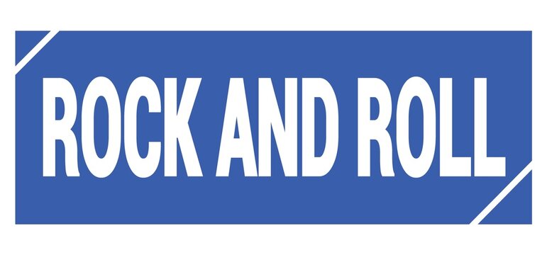ROCK AND ROLL text written on blue stamp sign.
