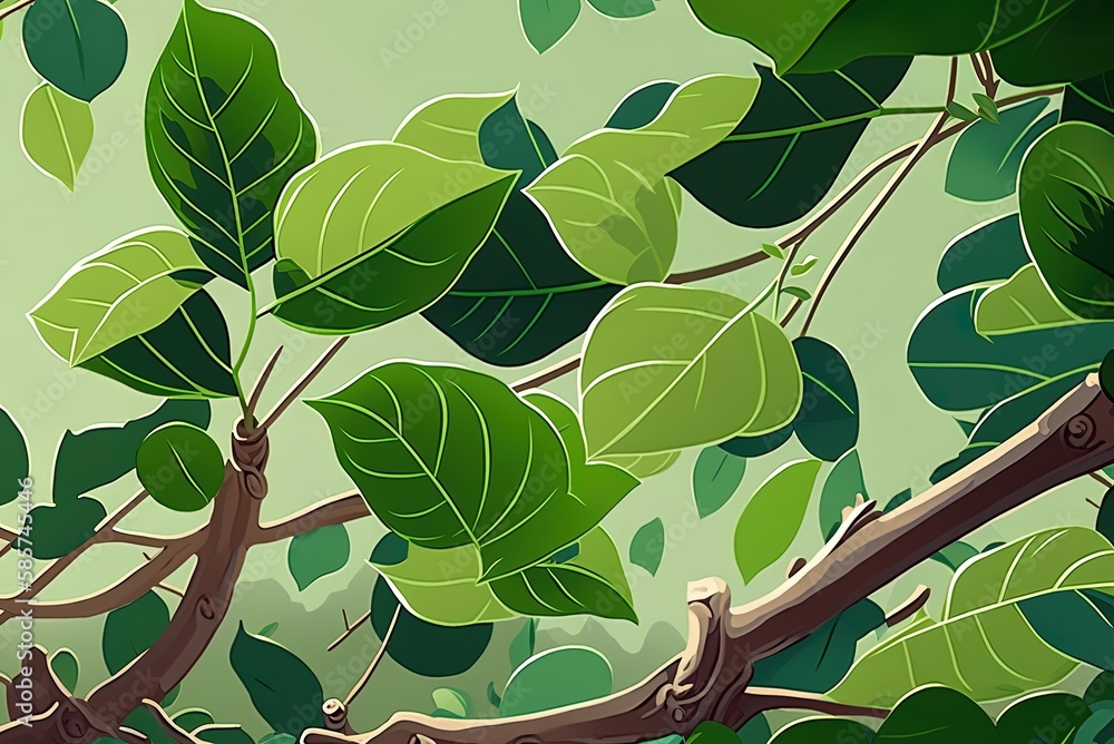 Poster image of a leafy branch up close generative ai