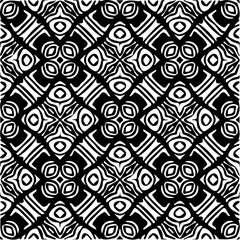 Background with abstract shapes. Black and white texture. Seamless monochrome repeating pattern for web page, textures, card, poster, fabric, textile.