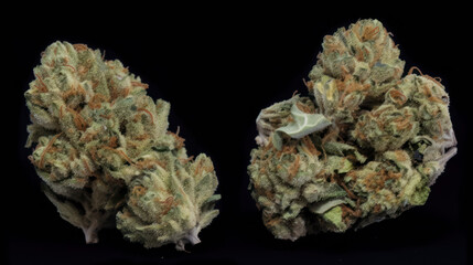 Obraz premium Canabis Buds close up on black background