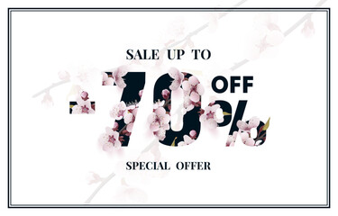 Special spring discount as a gift to the buyer, -70 Percentage off sale. Vector illustration