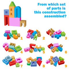 Find which set of parts is this construction assembled. Task for Attentiveness