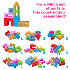 Find which set of parts is this construction assembled. Task for Attentiveness