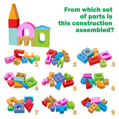 Find which set of parts is this construction assembled. Task for Attentiveness