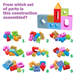 Find which set of parts is this construction assembled. Task for Attentiveness
