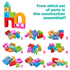 Find which set of parts is this construction assembled. Task for Attentiveness