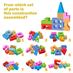 Find which set of parts is this construction assembled. Task for Attentiveness