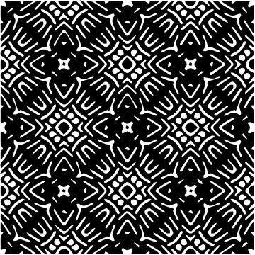 Background with abstract shapes. Black and white texture. Seamless monochrome repeating pattern for web page, textures, card, poster, fabric, textile. © t2k4