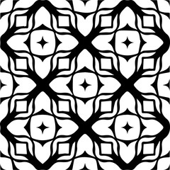 Background with abstract shapes. Black and white texture. Seamless monochrome repeating pattern  for decor, fabric, cloth.