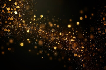 Glittering Gold Dust Background on a dark background with gold particles and glitter, creating a mesmerizing effect. Ai generated