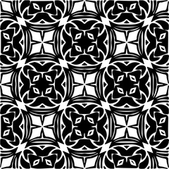 Background with abstract shapes. Black and white texture. Seamless monochrome repeating pattern  for decor, fabric, cloth.
