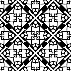 Background with abstract shapes. Black and white texture. Seamless monochrome repeating pattern  for decor, fabric, cloth.