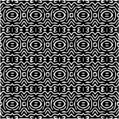 Fototapeta premium Background with abstract shapes. Black and white texture. Seamless monochrome repeating pattern for decor, fabric, cloth.
