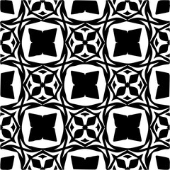 Background with abstract shapes. Black and white texture. Seamless monochrome repeating pattern  for decor, fabric, cloth.