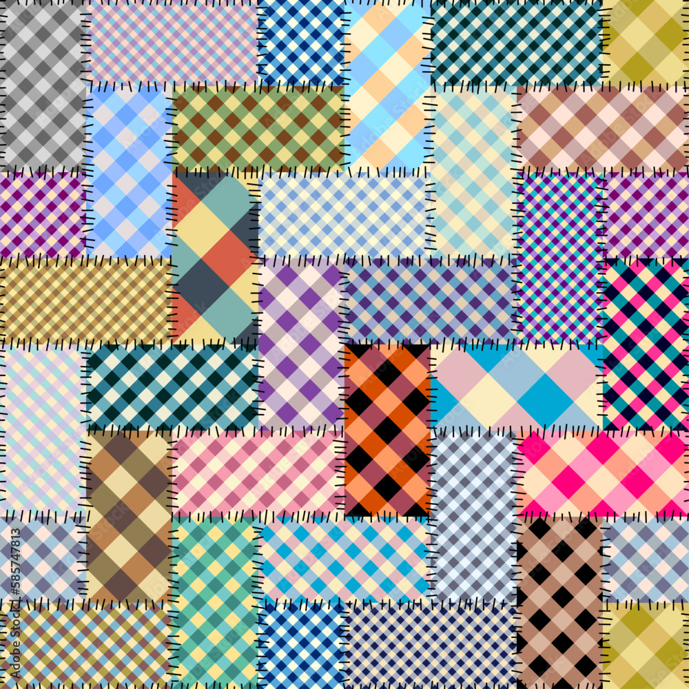 Aufkleber geometric abstract pattern. intersection patchwork plaid style