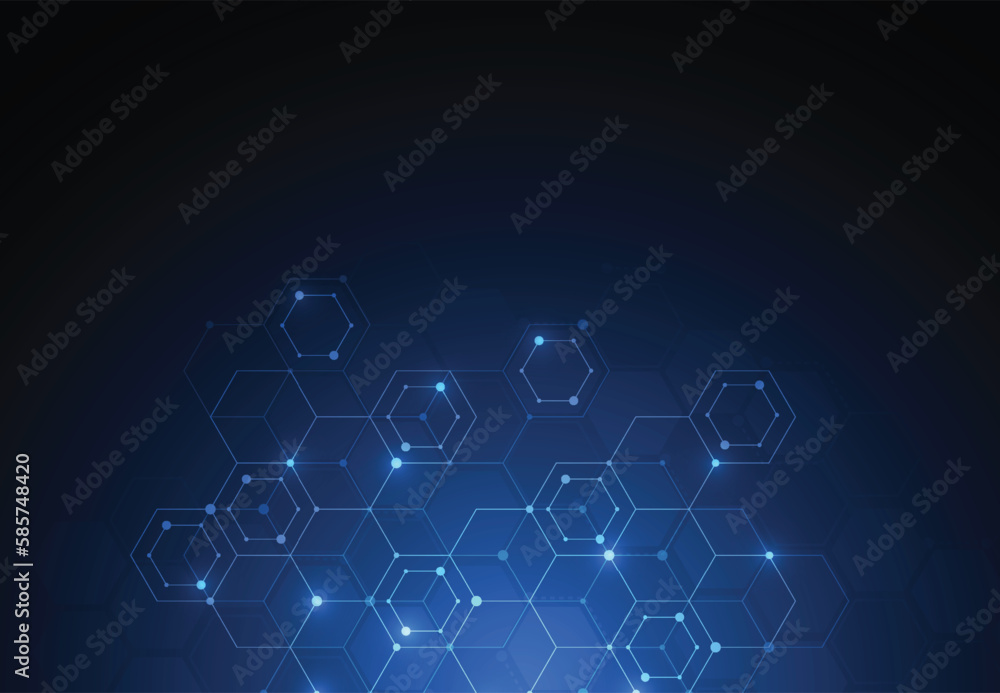 Aufkleber abstract science template. technology lines and dots connection background. wallpaper or banner with