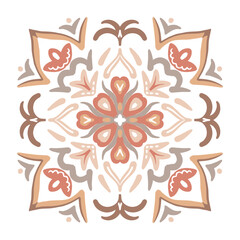 Lisbon geometric Azulejo tile vector pattern, Portuguese or Spanish retro old tiles mosaic, Mediterranean pastel color design. Ornamental textile background