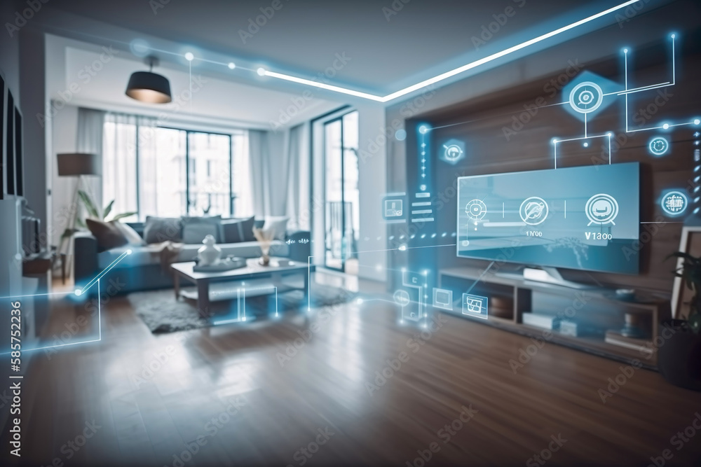 Poster modern smart home management system using augmented reality , smart building , the smart home is iso