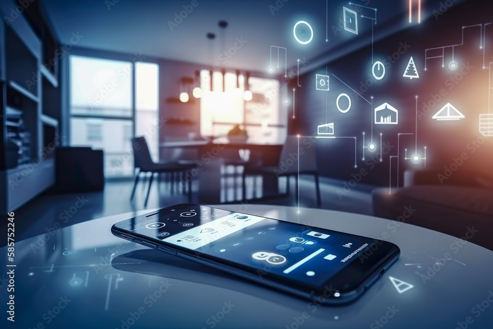 Poster modern smart home management system using augmented reality , smart building , the smart home is iso