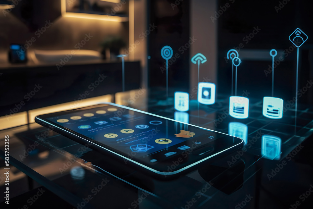 Poster modern smart home management system using augmented reality , smart building , the smart home is iso