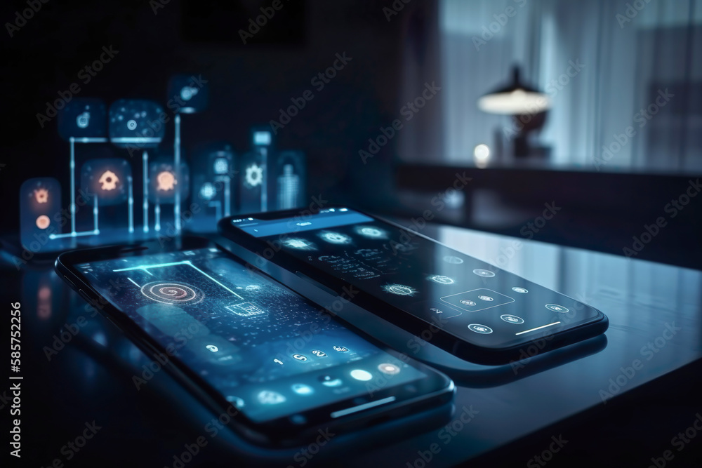 Poster modern smart home management system using augmented reality , smart building , the smart home is iso