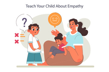 Parenting advice. Mother educating her children about empathy