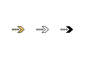 arrow right icons set with 3 styles, vector stock illustration