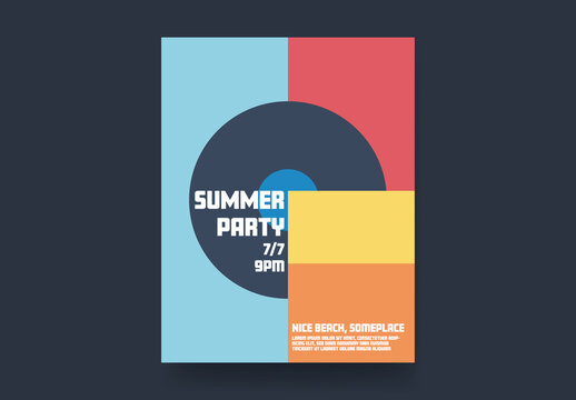 Summer Party Poster Template with Vinyl
