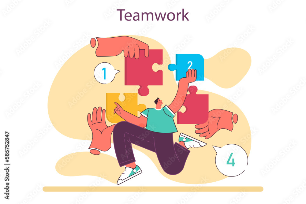 Poster teamwork. office characters collaborating for additional business