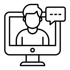 Video Chat Outline Icon
