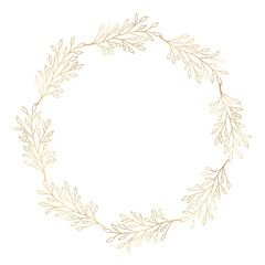 Floral gold wreath illustration