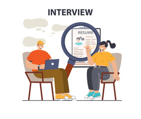 Job interview. Personnel recruitment or hiring procedure. Human resources