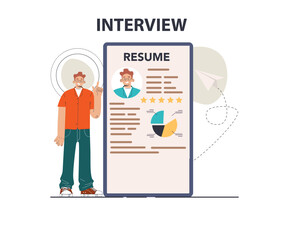 Job interview. Personnel recruitment or hiring procedure. Job candidate