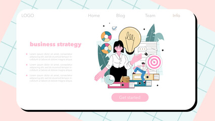 Business analyst web banner or landing page. Financial operation