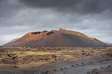 Fototapeta na wymiar Landscape of El Cuervo Volcano in Lanzarote, Canary Islands, Spain