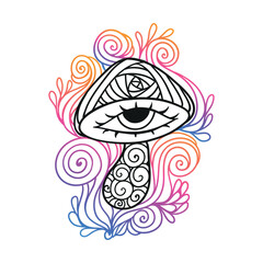 Magic Mushrooms. Vector illustration. Mushrooms hippie