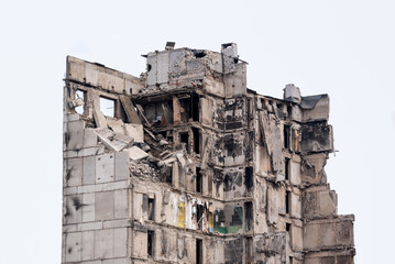 destroyed and burned houses in the city Russia Ukraine war